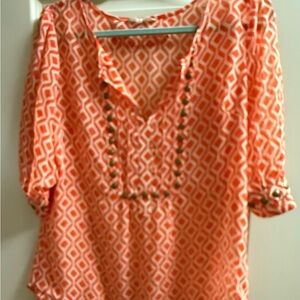Geometric Orange Women's Top
